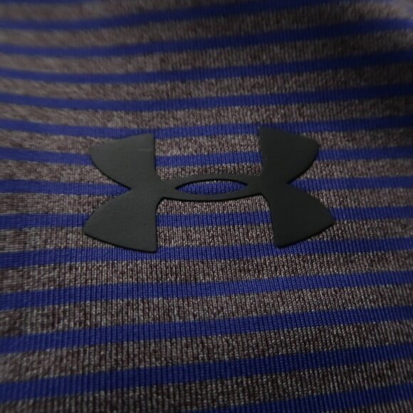 Under Armour HeatGear Purple Striped Performance Polo (M) ⛳️ OMG! - Picture 1 of 11